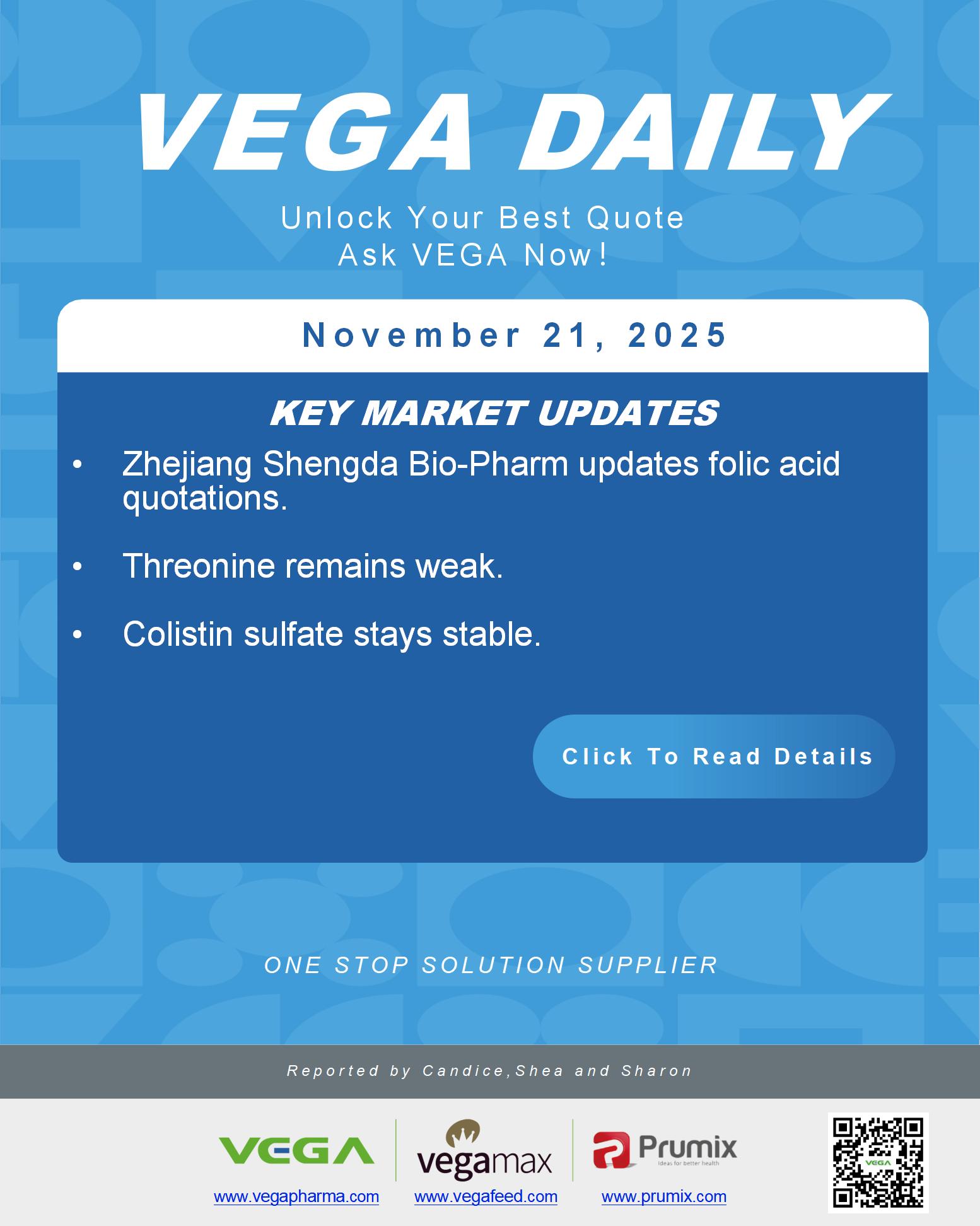 VEGA Daily Dated on November 21st 2025 Vitamin Amino Acid APl Food Additives.jpg